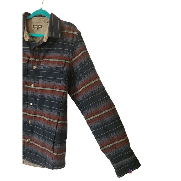 Toad&Co Shirt Mens Striped Flannel Mojac Dos Shirtjac Shacket Snap Front | M EUC - Picture 4 of 14